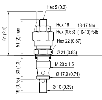 Wymiary zaworu przelewowego Rexroth 041118039935000